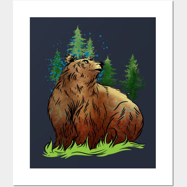 Forest Bear Wall Art by Manfish Inc.